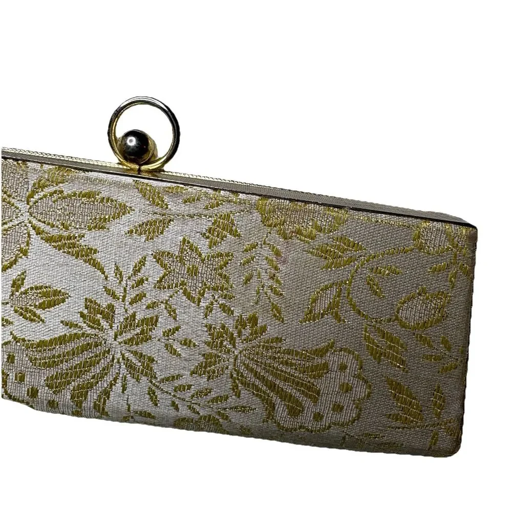 Vintage Original 50s Women's White Gold Purse Evening Wallet Clutch Cocktail